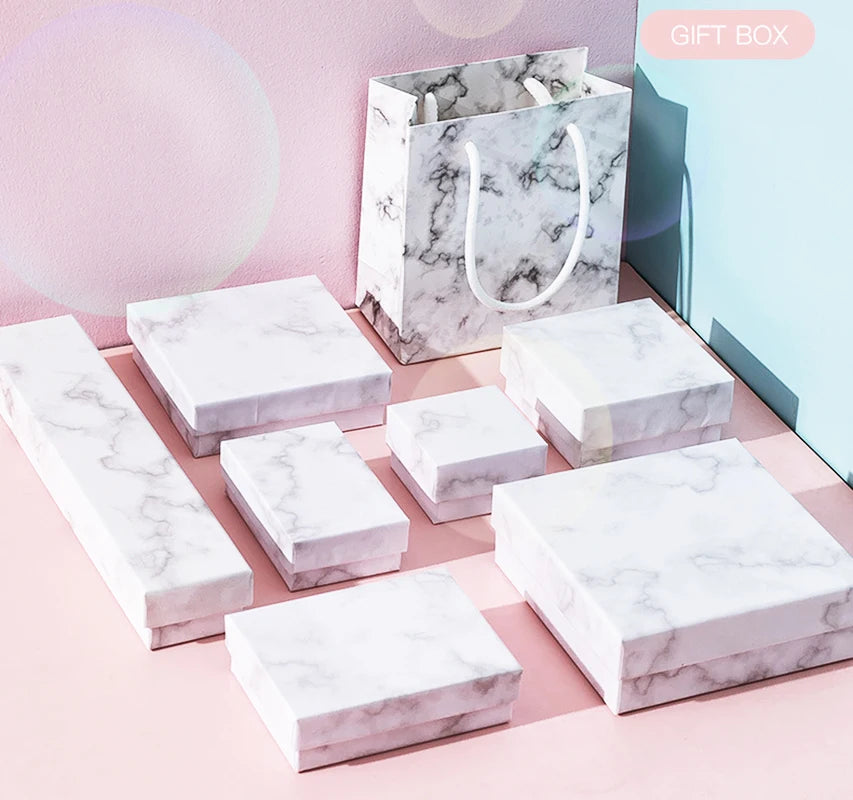 Marble Jewelry Gift Box – Ring, Necklace & Earring Packaging