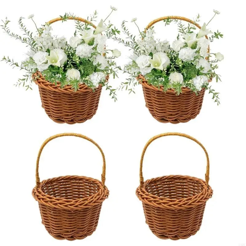 Artifical Rattan Hand Baskets Versatile Baskets for Wedding and Home Storage Zpaxo