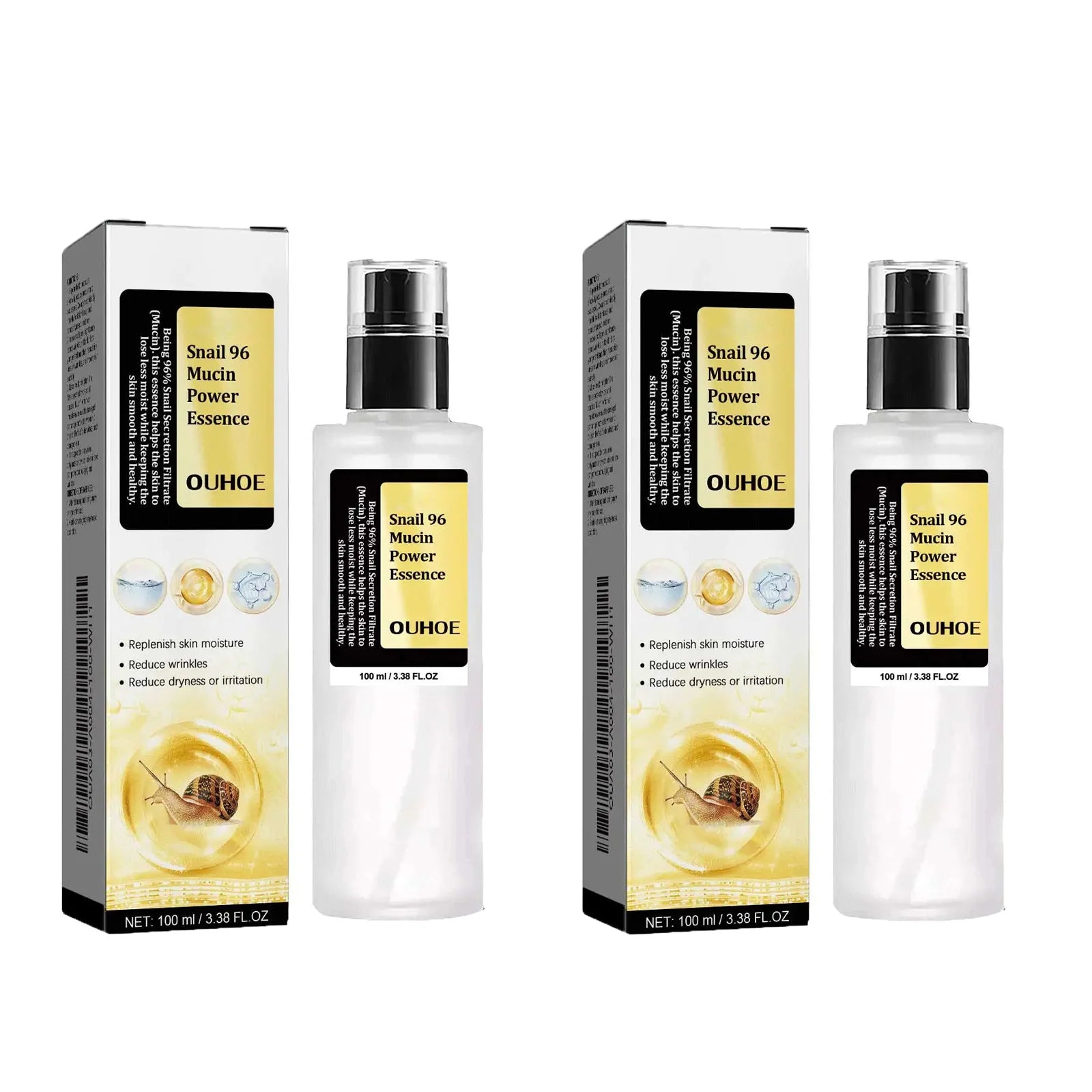 Snail Mucin Peptide Essence & Hyaluronic Acid Face Serum Face Serum Essence Zpaxo 2Pcs