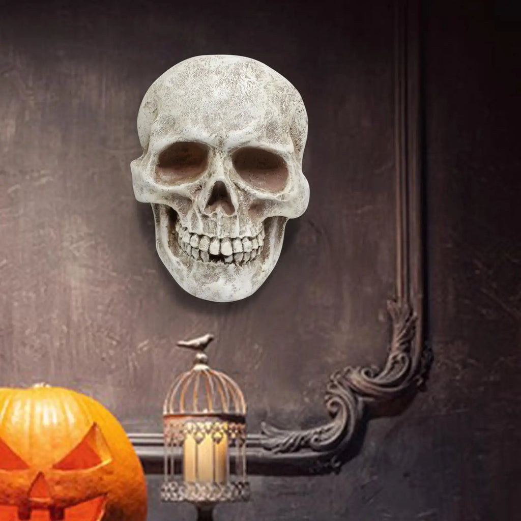 Halloween Skull Decor Resin Decorative Realistic Gothic Statue Human