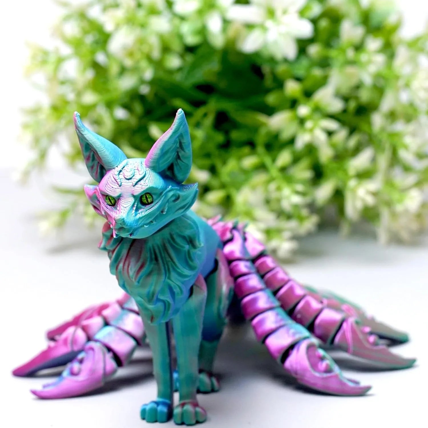 3D Printed Nine Tailed Fox Model Flexible Realistic Articulated