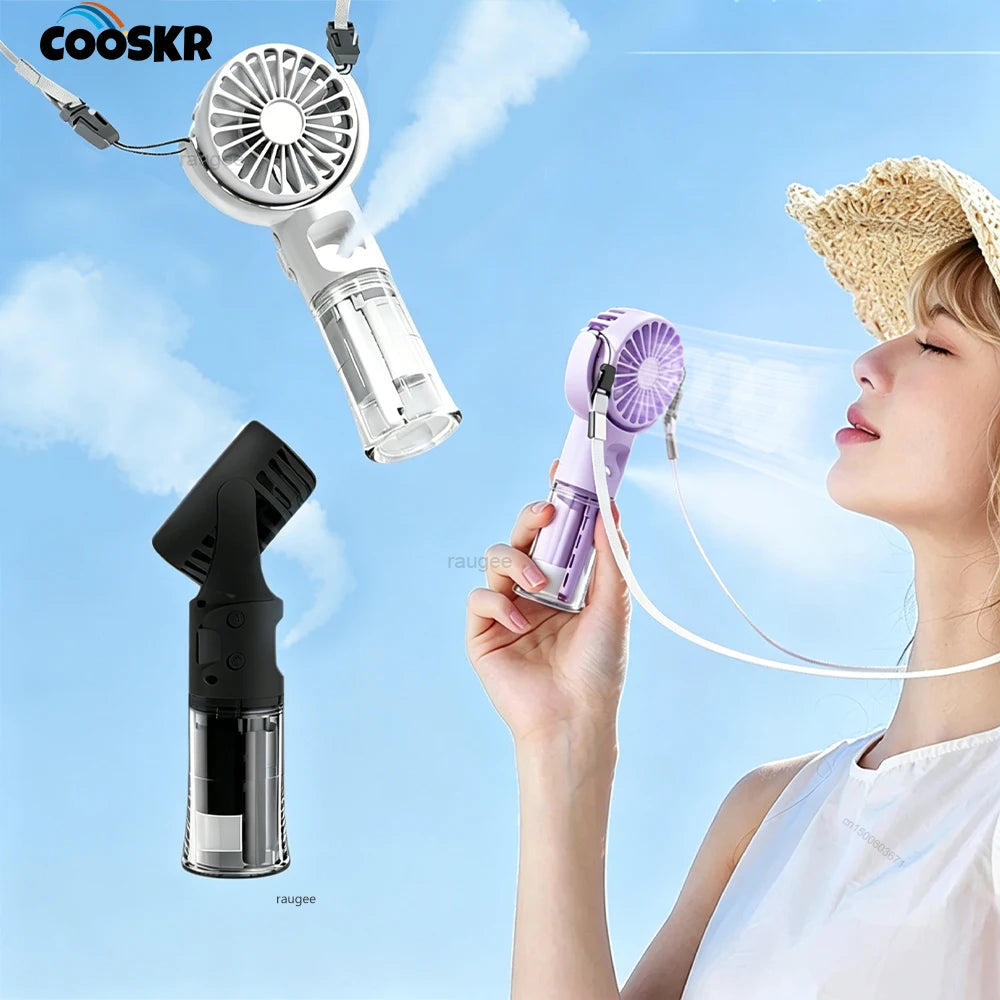 Portable Handheld Fan Humidifier USB Rechargeable Outdoor Camping
