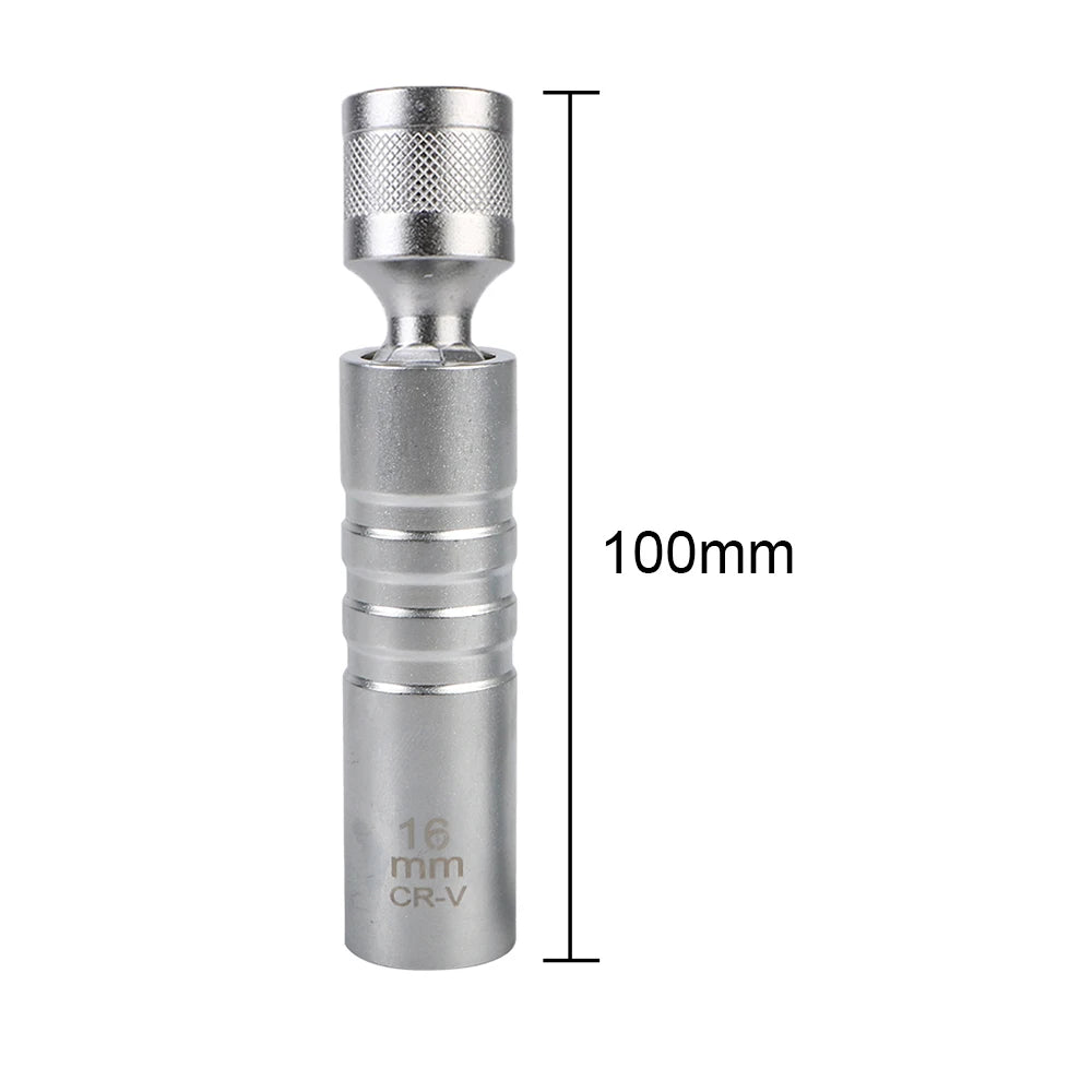14mm 16mm With Magnetic Thin Wall Universal Joint Spark Plug Socket 12 Angle Flexible Socket Wrench Car Repair Tool Zpaxo