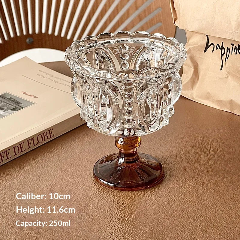 Hot Nordic Relief Cup Glass Cup Ice Cream Ice Cream Dessert Yogurt Pudding Home Dessert Coffee Cup Home Breakfast Container Zpaxo Amber 230