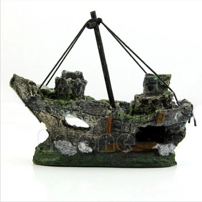 Resin Sunken Ship Aquarium Accessory Fish Tank Landscape Decoration