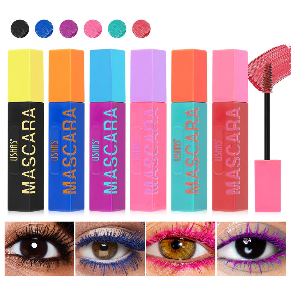 6D Color Mascara for Long Thick Lash Smudge-Proof Non-Clumping Natural & Dramatic Look Water-Resistant Makeup Eyelash Extension Zpaxo