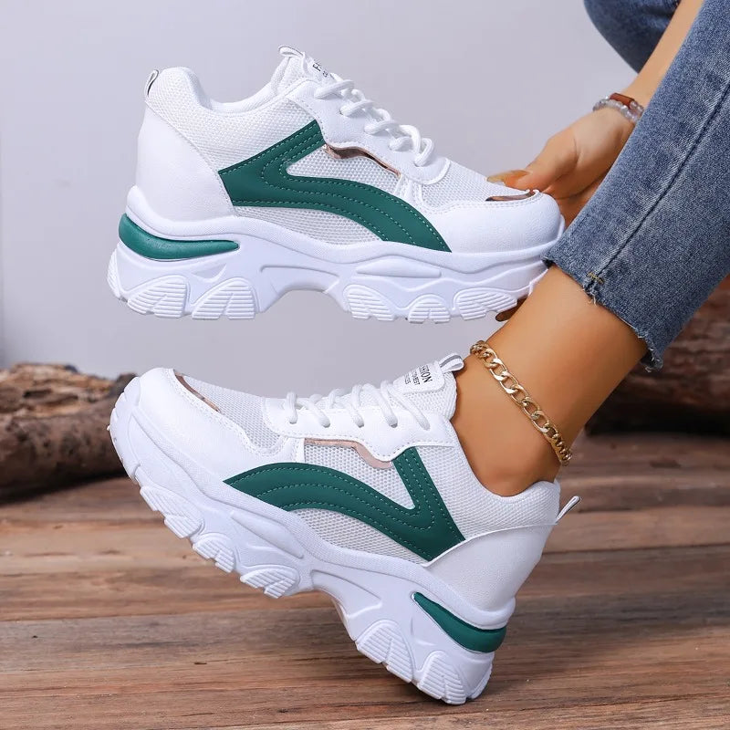 Women's Mesh Fabric Breathable Comfortable Vintage Sneakers 2026 Zpaxo green 35