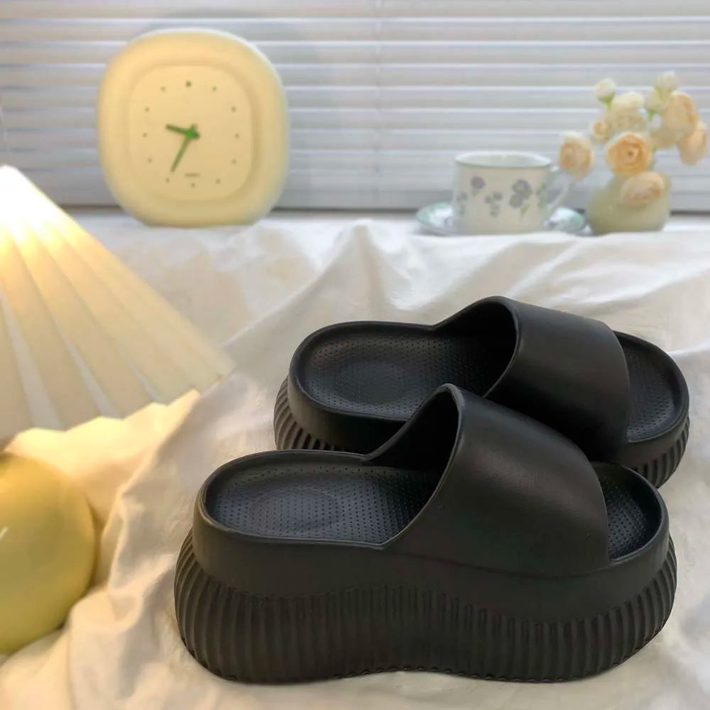 SHAJI Women Cloud Slippers EVA Thick Sole Soft Sandals Non Slip