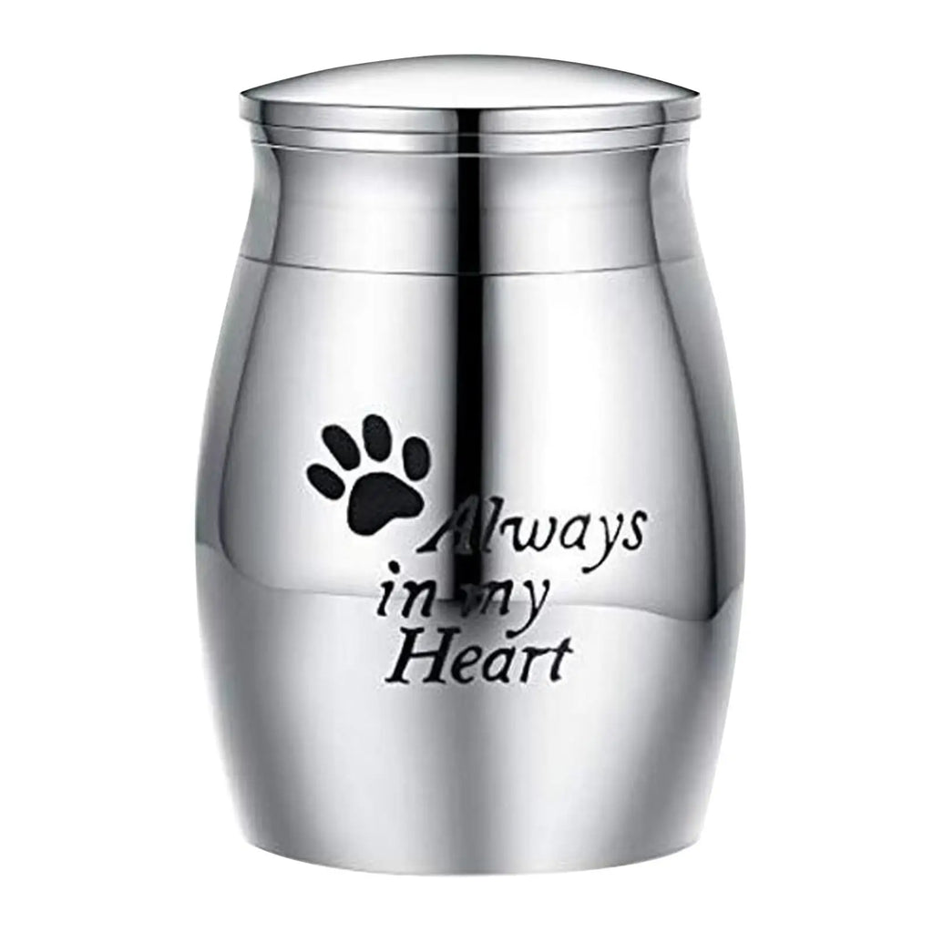 Mini Stainless Steel Pet Cremation Urn | Memorial Keepsake Case Pet Memorial Urn Zpaxo Footprint pattern
