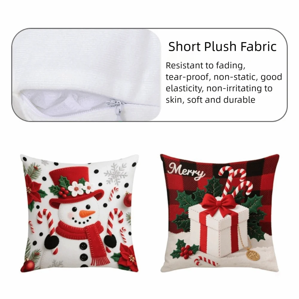Christmas Cushion Cover – Snowflake & Santa 45×45cm Pillowcase Decorative Cushion Cover Zpaxo