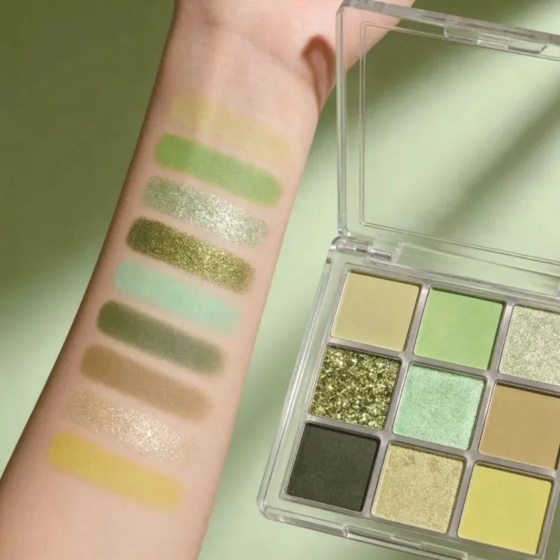 9 Mint Green Eyeshadow Palette Long Lasting Pearlescent Shimmer Matte
