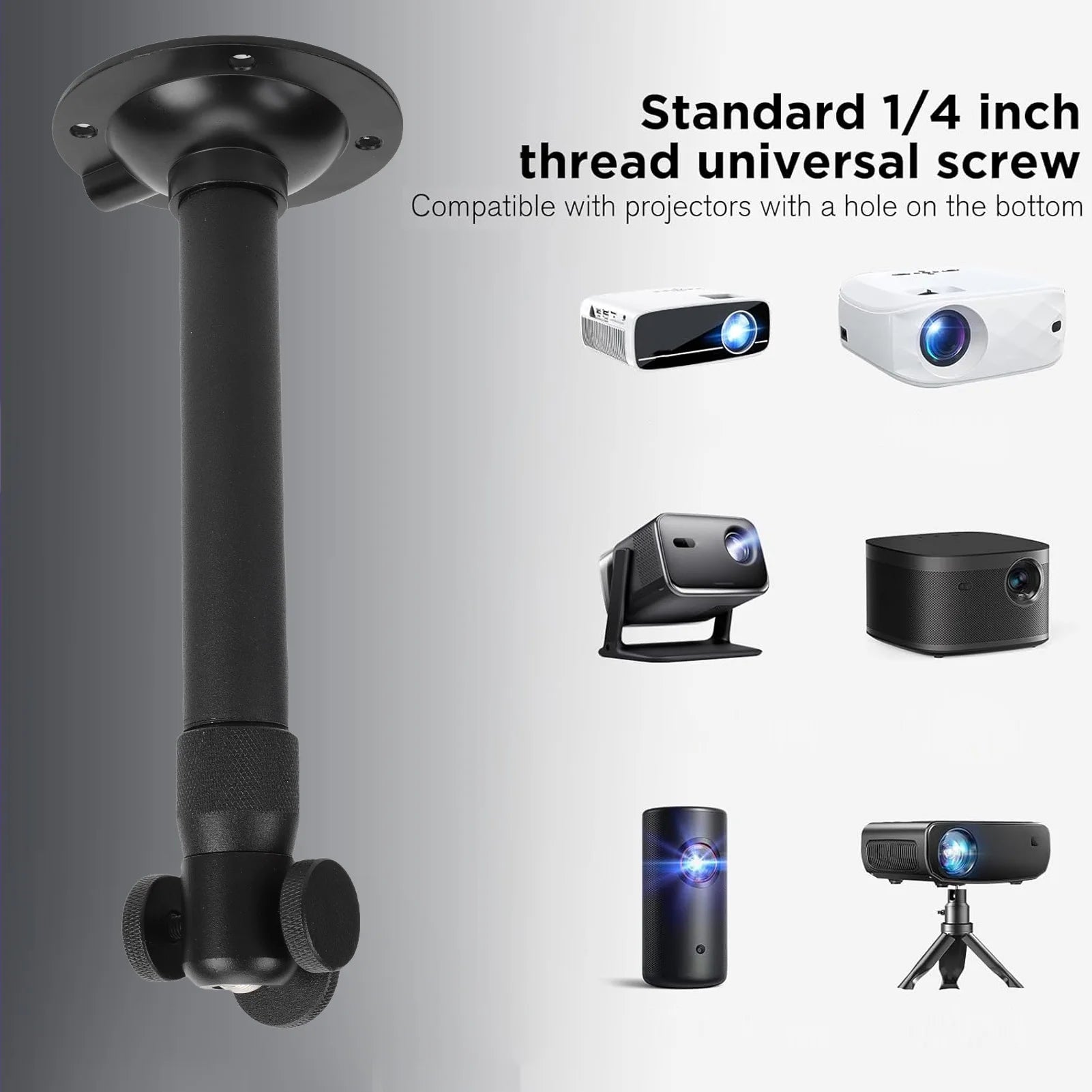 Ceiling Wall Projector Mount Bracket for TMY Projectors Universal 7.9 to 15.7in Length Adjustable 360° Rotation 90° Tilt Zpaxo