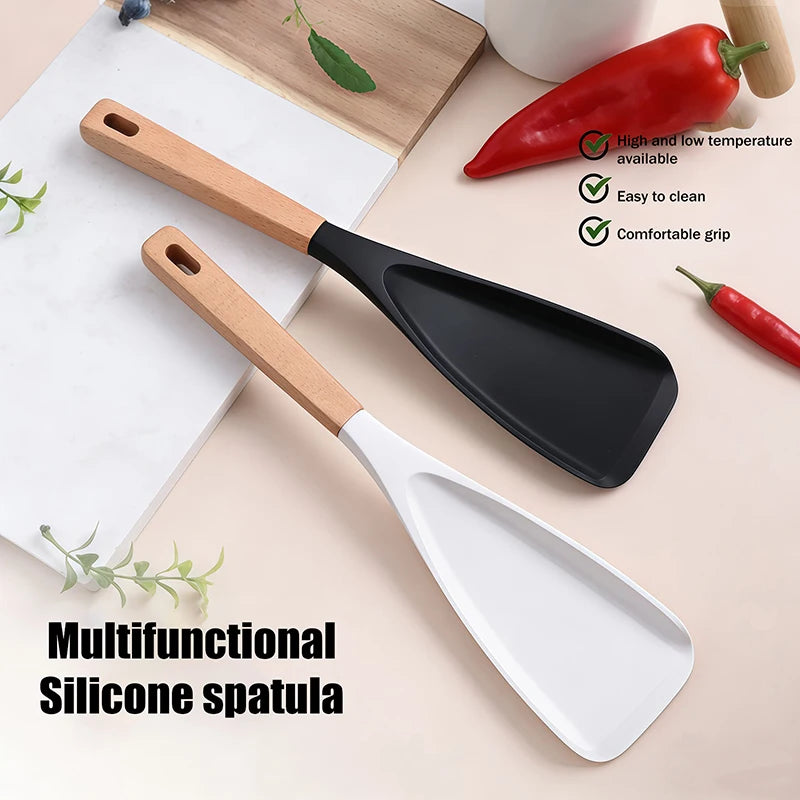 Multi-use Cooking Silicone Spatulas 1 Wooden Handle Non-stick Zpaxo