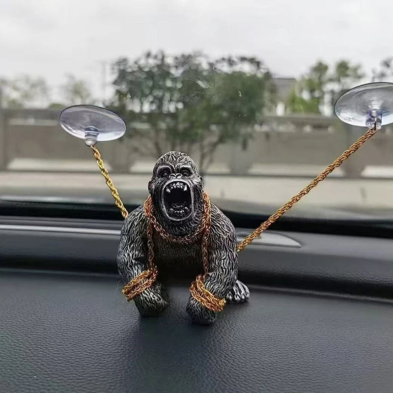 Funny Gorilla Car Dashboard Ornament – Resin Ape Figurine