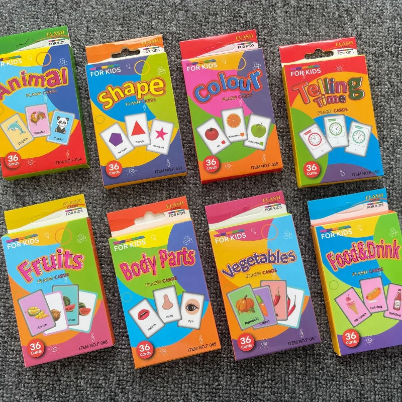 Kids Cognition Card Shape Animal Teaching Baby English Learning Word