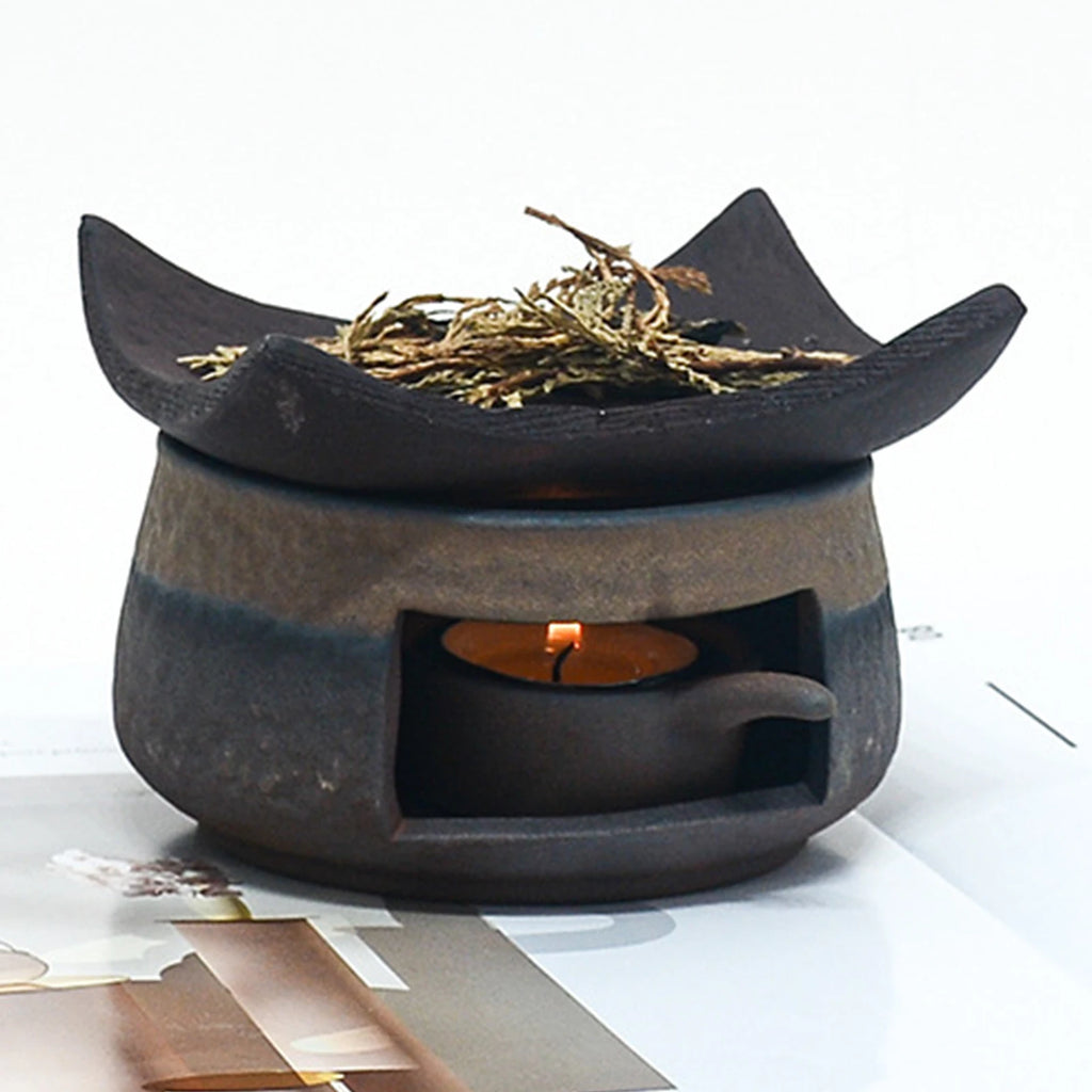 Teapot Warmer Gilded Iron Glaze Heating Base Ceramic Tea Stove Party