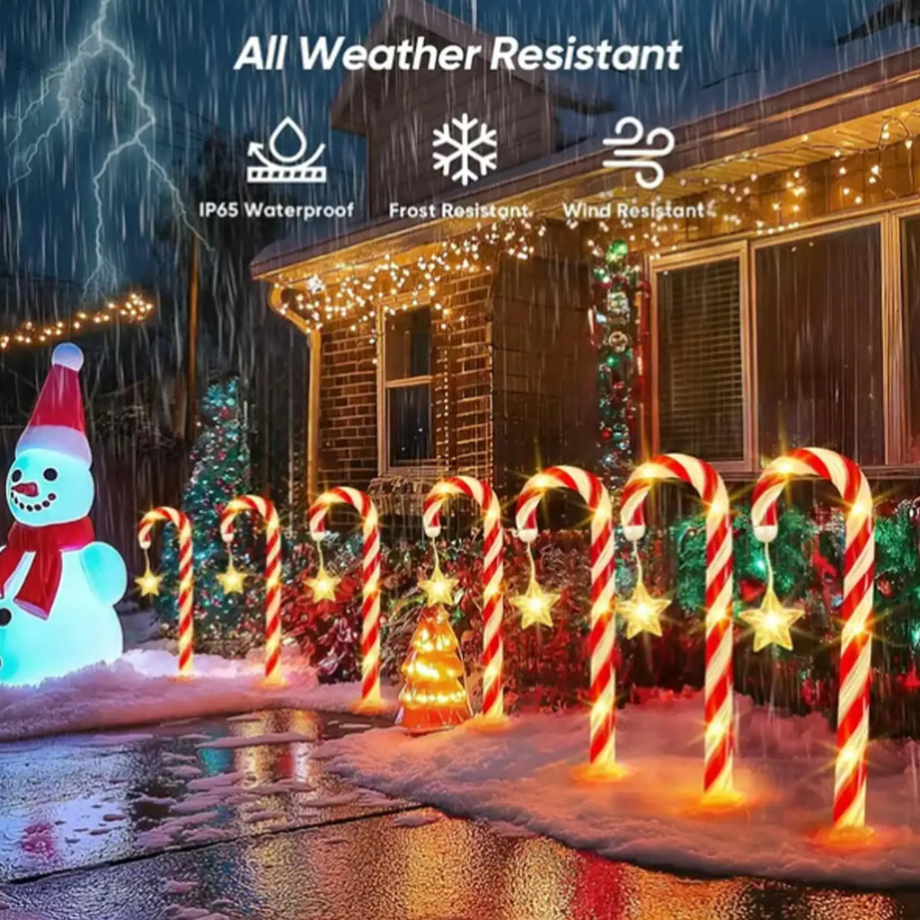 Solar Candy Cane Lights 8-Mode 1200mAh Waterproof Christmas Decor
