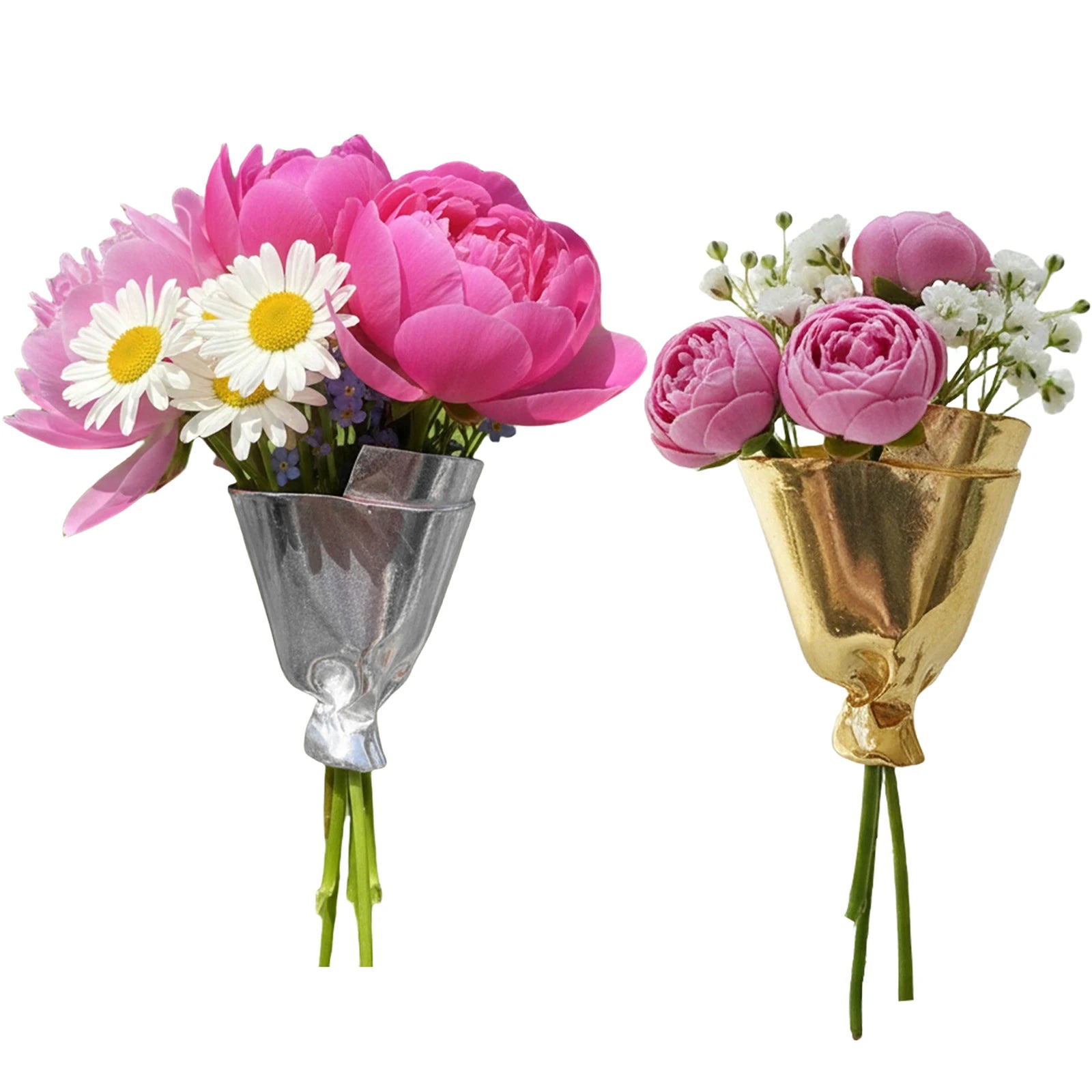 Artful Flower Vase Brooch Metal DIY Bouquet Holder Lapel Pins