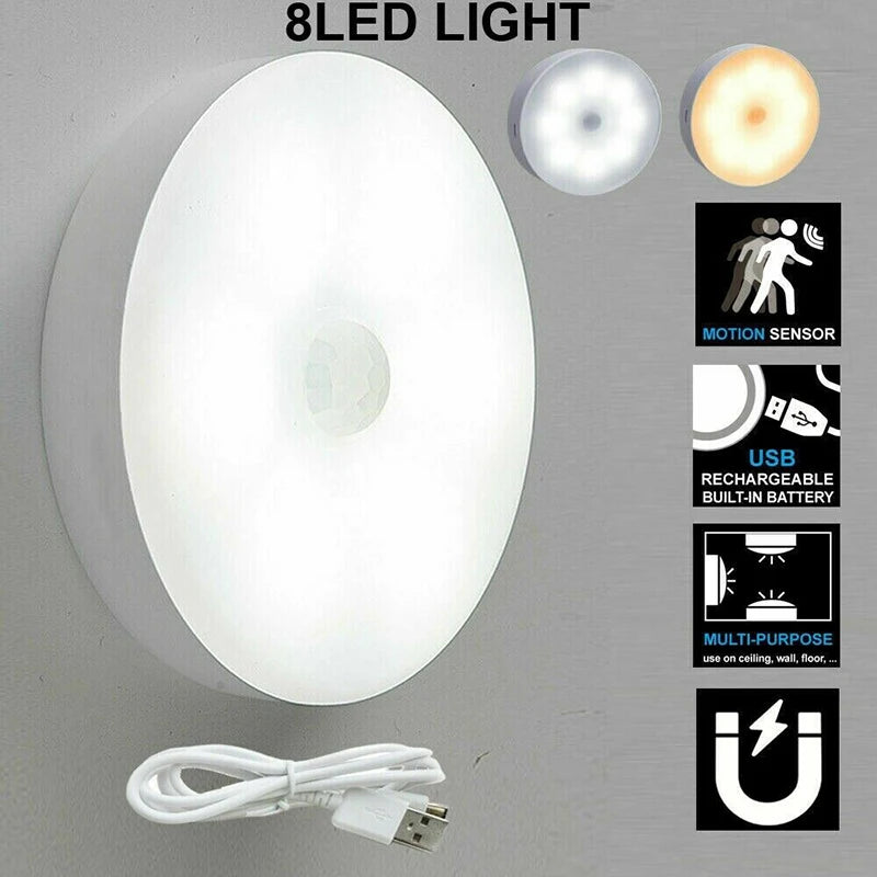 USB Rechargeable Motion Sensor LED Night Light Wireless Lamp Kitchen Zpaxo