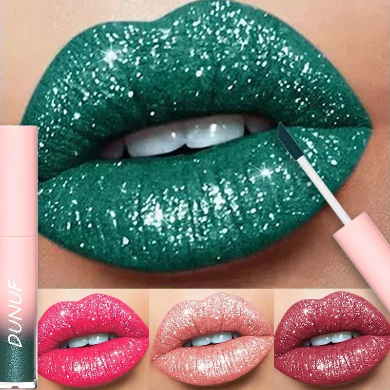18 Colors Diamond Gloss Lipstick Matte Pearly Shimmer Sparkling Lip