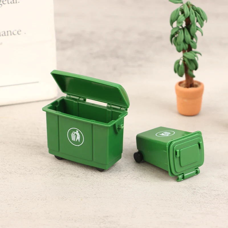 1 12 Scale Dollhouse Miniature Trash Bin Toy Simulation Garbage Can Zpaxo