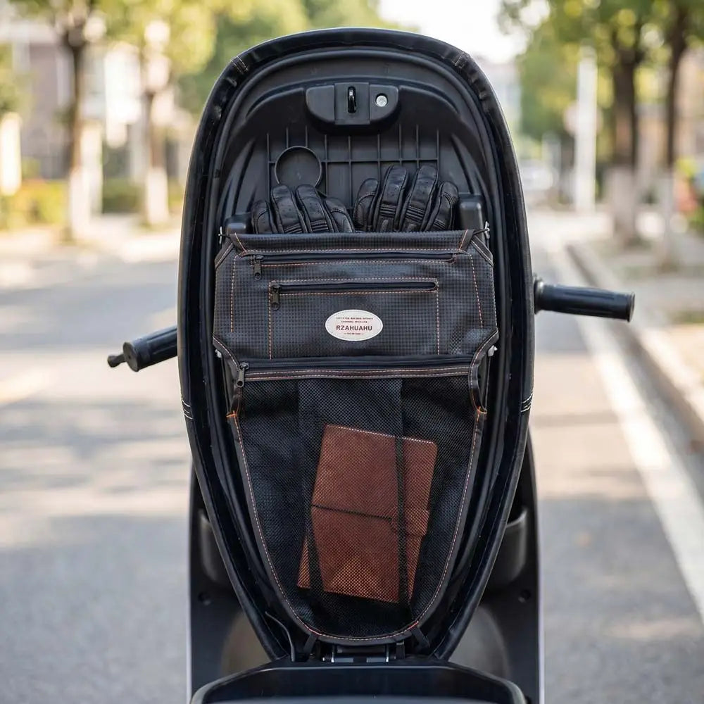 PU Leather Material Motorcycle Scooter Seat Storage Bag Dual Pockets Zpaxo