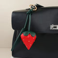 Woven Flower Strawberry Bag Pendant Cherry Backpack Accessories PU Leather Pendant Braided Rope Car Keyring Fruit Keychain Men Zpaxo Style1