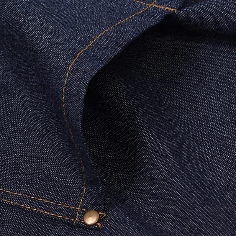 Adjustable Neckband Waistline Denim Apron Convenient Front Pocket Foldable Soft Wear-resistant Overalls For Home Kitchen Garden Zpaxo
