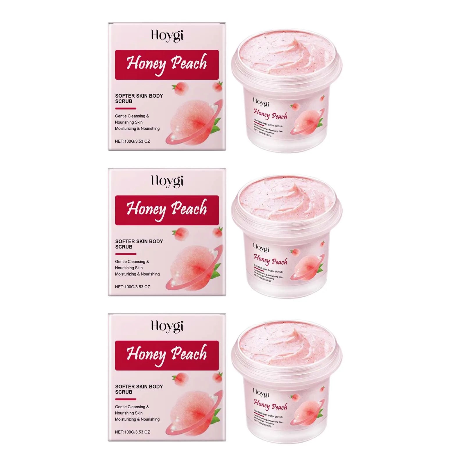 Honey Peach Body Scrub – Exfoliating & Brightening Skin Cleanser Body Scrub Zpaxo 3 x 100g boxed