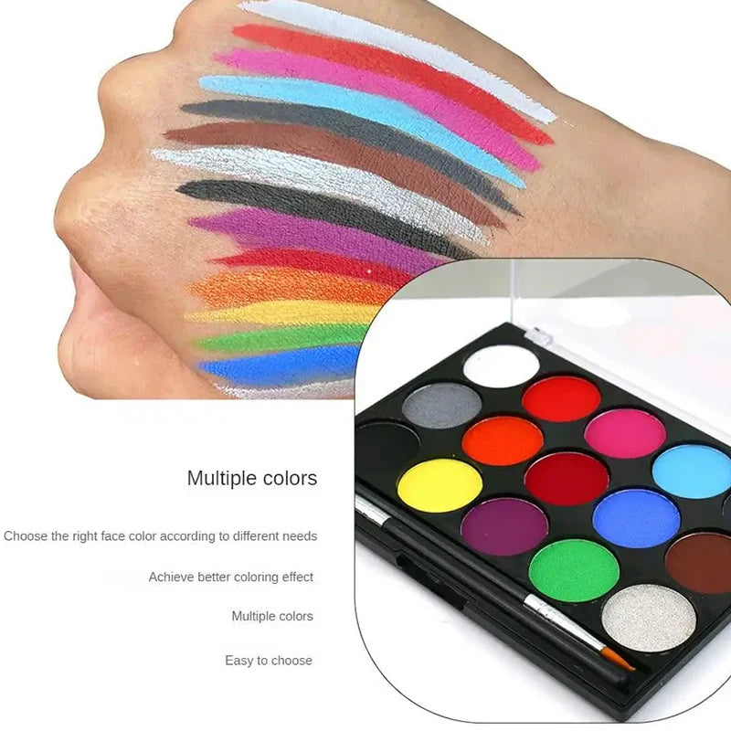 Water-Soluble 15 colors Face Body Paint Palette,Long-Lasting & Non-Toxic Face & Body Painting For Halloween Makeup Face Painting Zpaxo