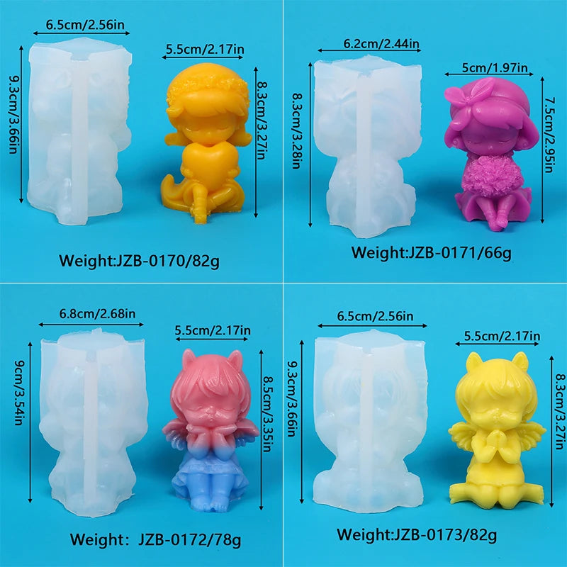 3D Angel Girl Candle Silicone Mold DIY Angel Aroma Soap Plaster Wax Clay Craft Ornaments for Wedding Party Home Decor Zpaxo