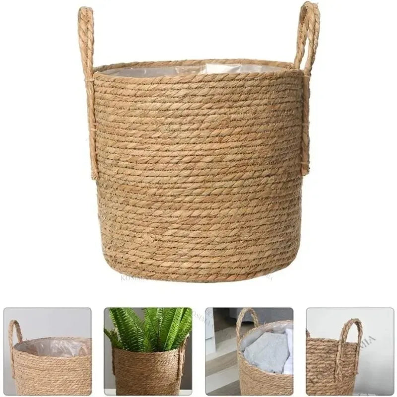 Large Handwoven Rattan Basket – Nordic Plant Pot & Storage