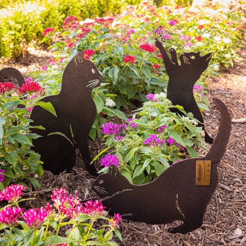 Black Cat Silhouette Garden Decorative Ground Plug Metal Handmade
