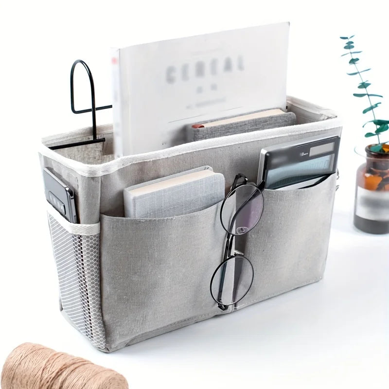 Hanging Storage Bag College Dorm Bedside Organizer Canvas Linen