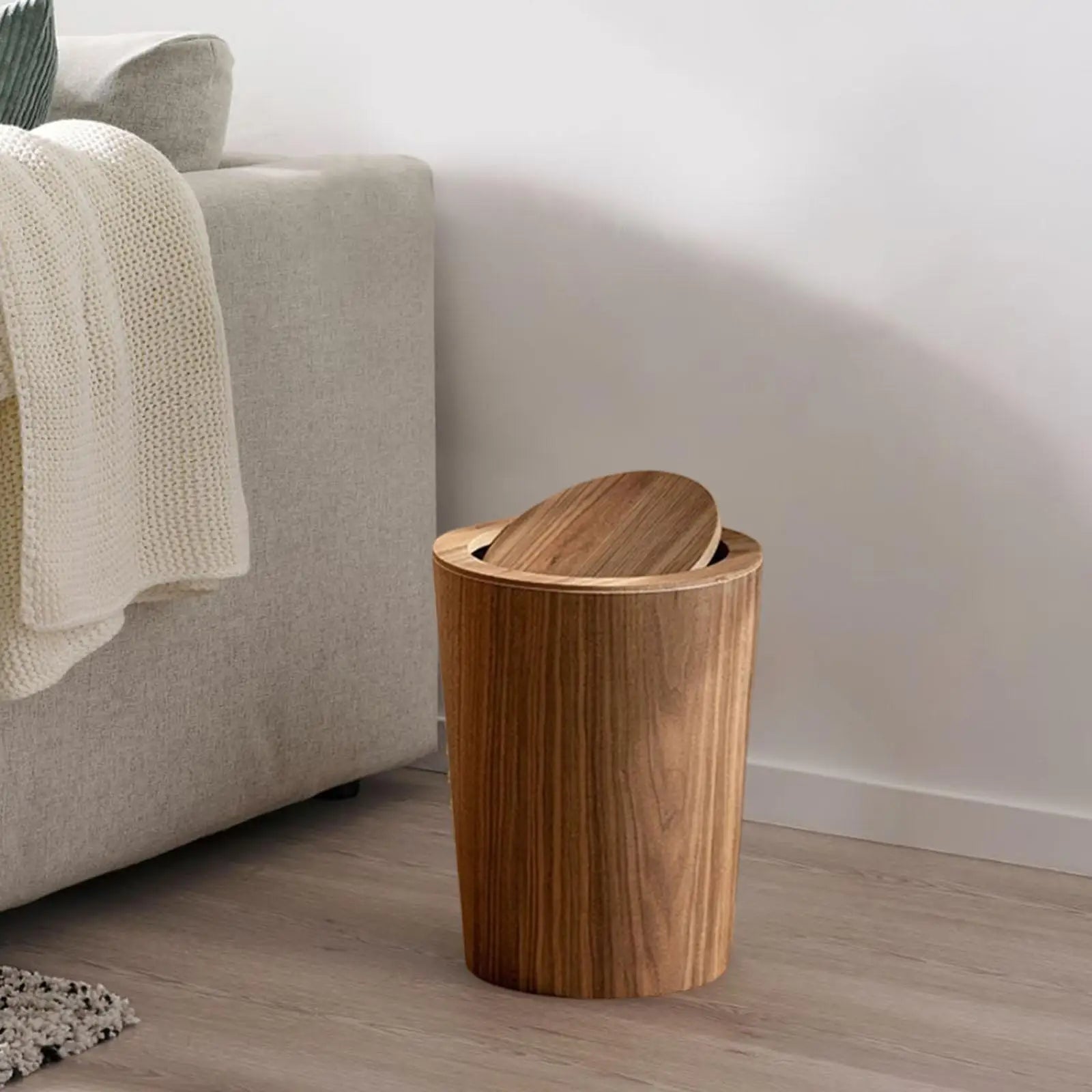 Wood Trash Can Wastebasket Decorative Japanese Garbage Bin Room Zpaxo
