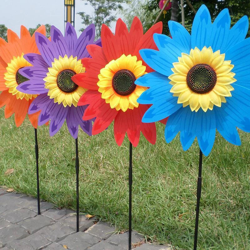 Sunflower Windmill Rotating Wind Spinner Stake Standing Lawn Flower