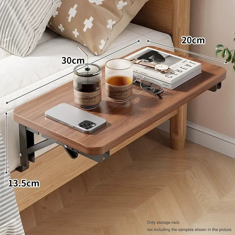 Foldable Collapsible Organizer Attachable Bedside Shelf Table Under
