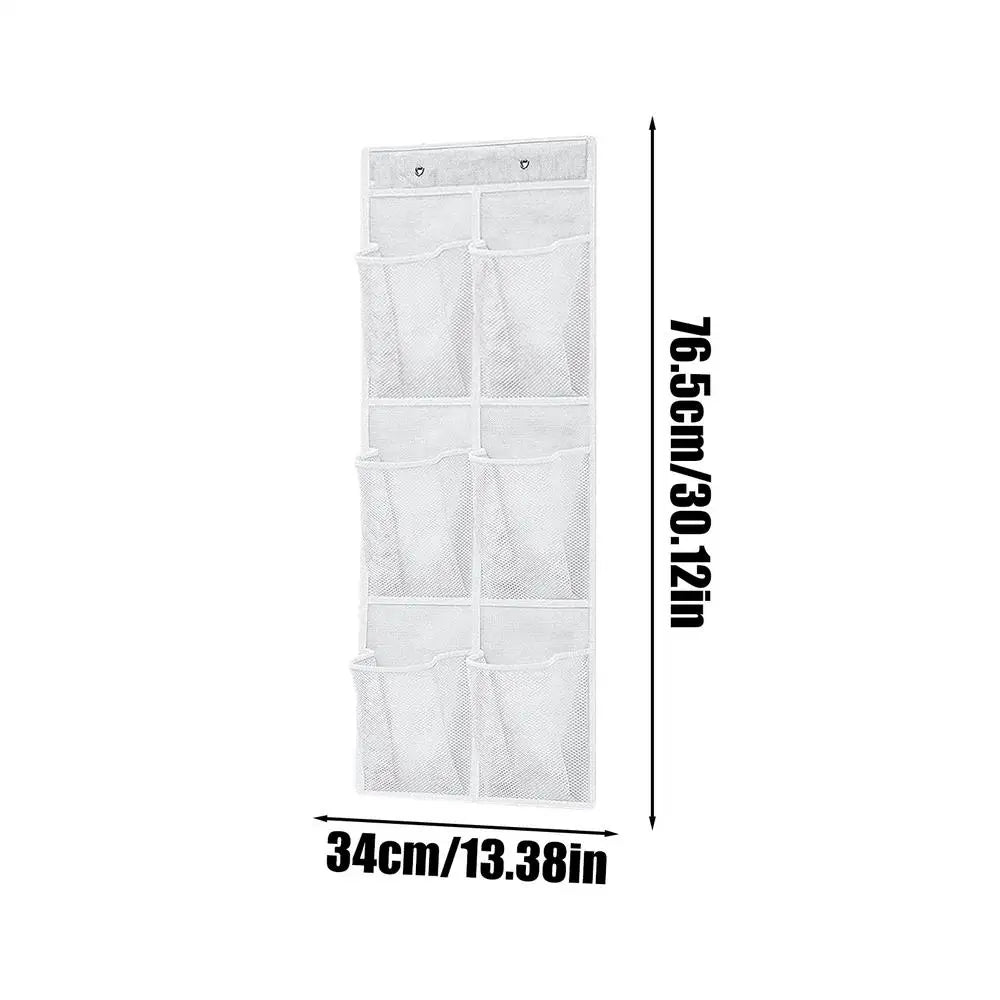 6-Pocket Mesh Hanging Organizer – Over Door & Wall Storage Hanging Storage Organizer Zpaxo White