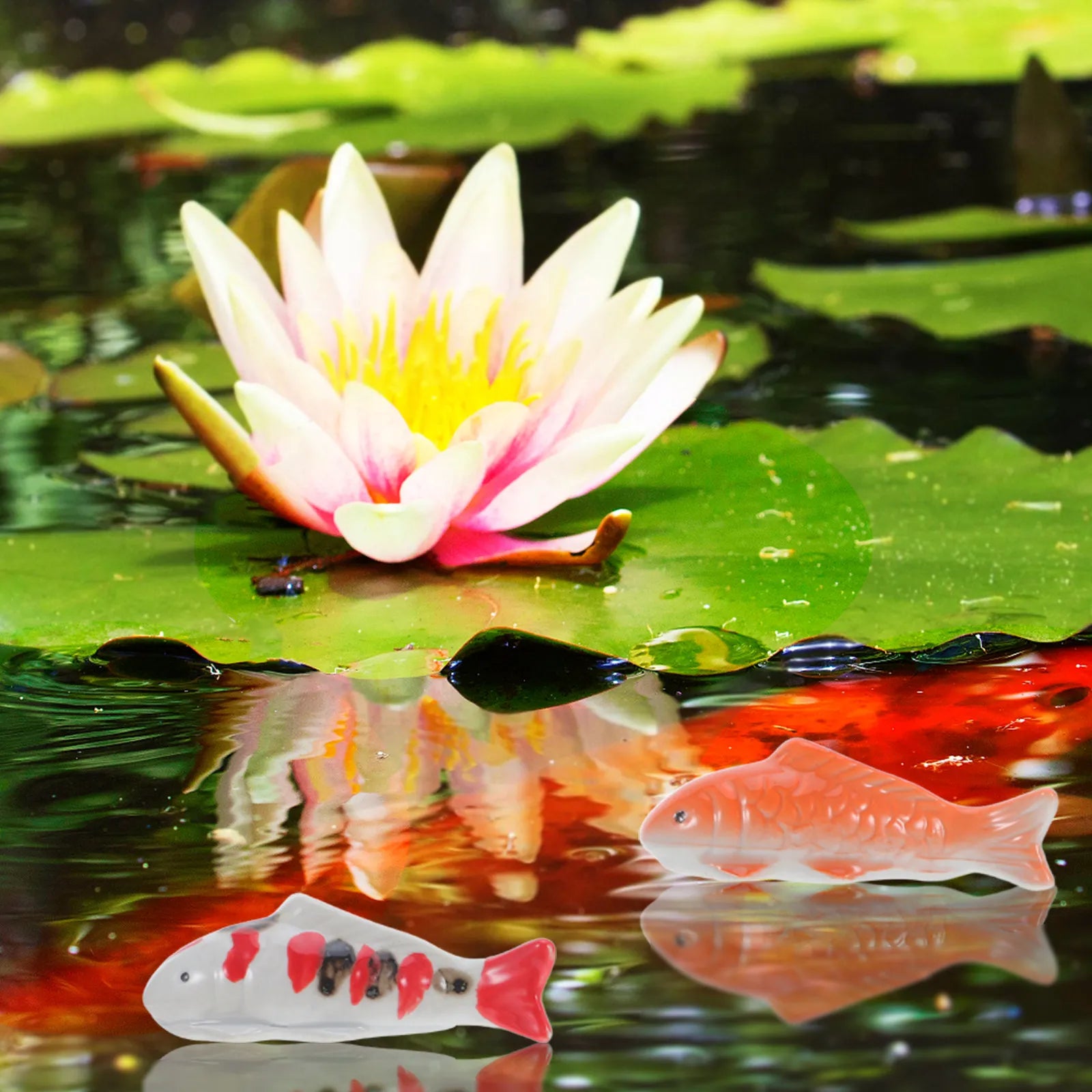 Floating Ceramic Fish Statue Bathtub Garden Pond Aquarium Decor