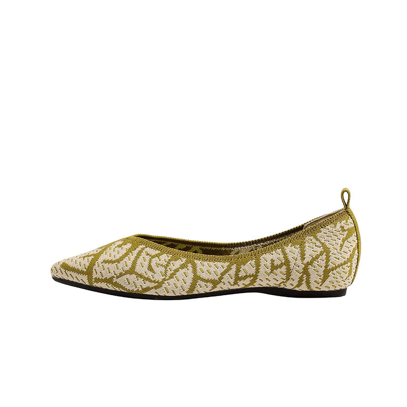 Flats Shoes for Women 2023 New Spring Casual Pointed Toe Shallow Knitted Shoes Large Flat Sole Single Shoe Women Ladies Zpaxo