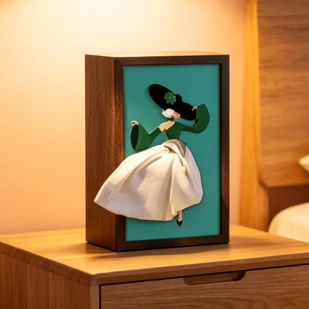 Wood Tissue Box Cover Modern Ballet Girl Pattern Dispenser Napkin