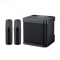 Karaoke Machine With 2 Wireless Dual Microphones Portable Boombox AUX TF Card U Disk Player Voice Changer For Party Zpaxo black