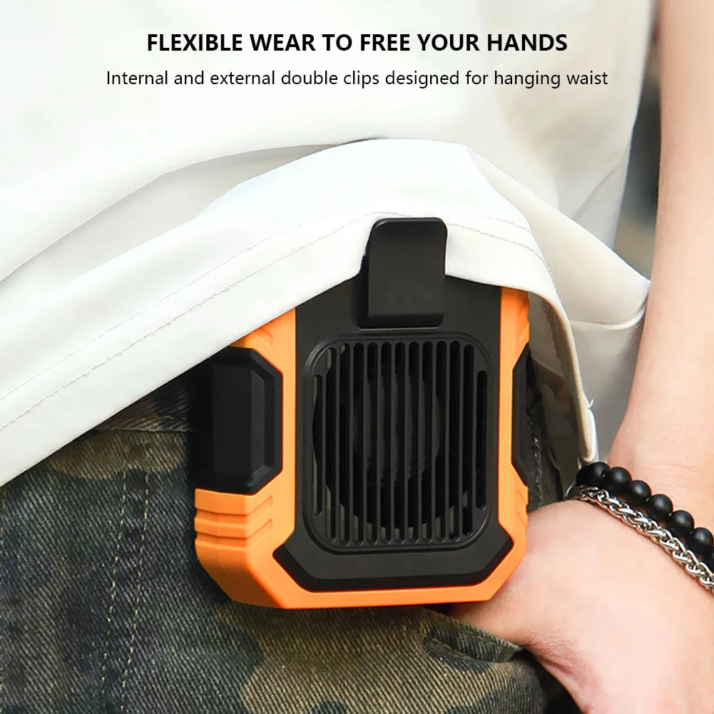 Portable Belt Fan 3 Speed 4000mAh Hands-free Fan USB Rechargeable Cooling Waist Fan Emergency Mobile Power Bladeless for Outdoor Zpaxo
