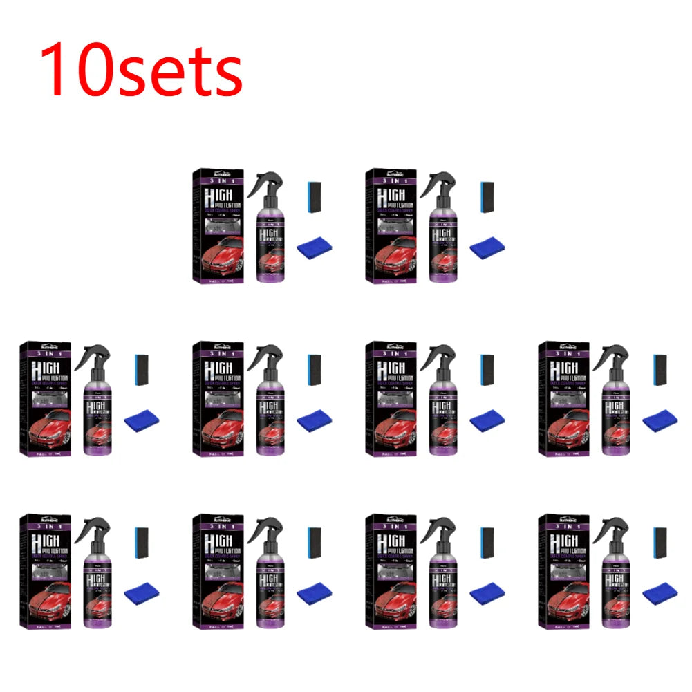 3 In 1 Auto Nano Ceramic Coating 100ml Car Paint Scratch Repair Remover Car Nano Spray Glass Hydrophobic Coating Car Paint Care Zpaxo 10sets