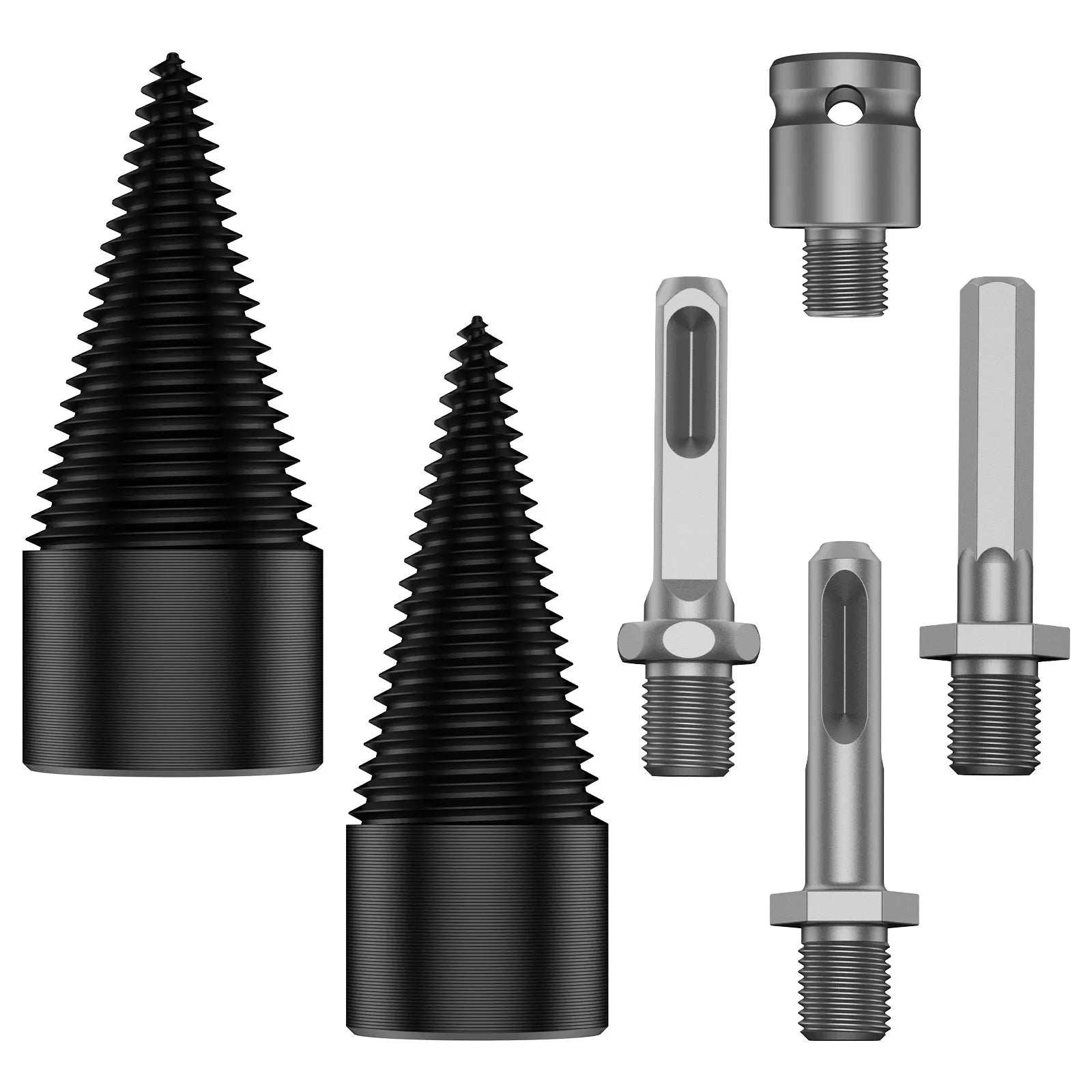 1/2PC Firewood Log Splitter 32/42mm Sturdy High-Carbon Steel Wood Log Splitter Screw Cones Drill Bit with Hex/Round/Square Shank Zpaxo typeC-2