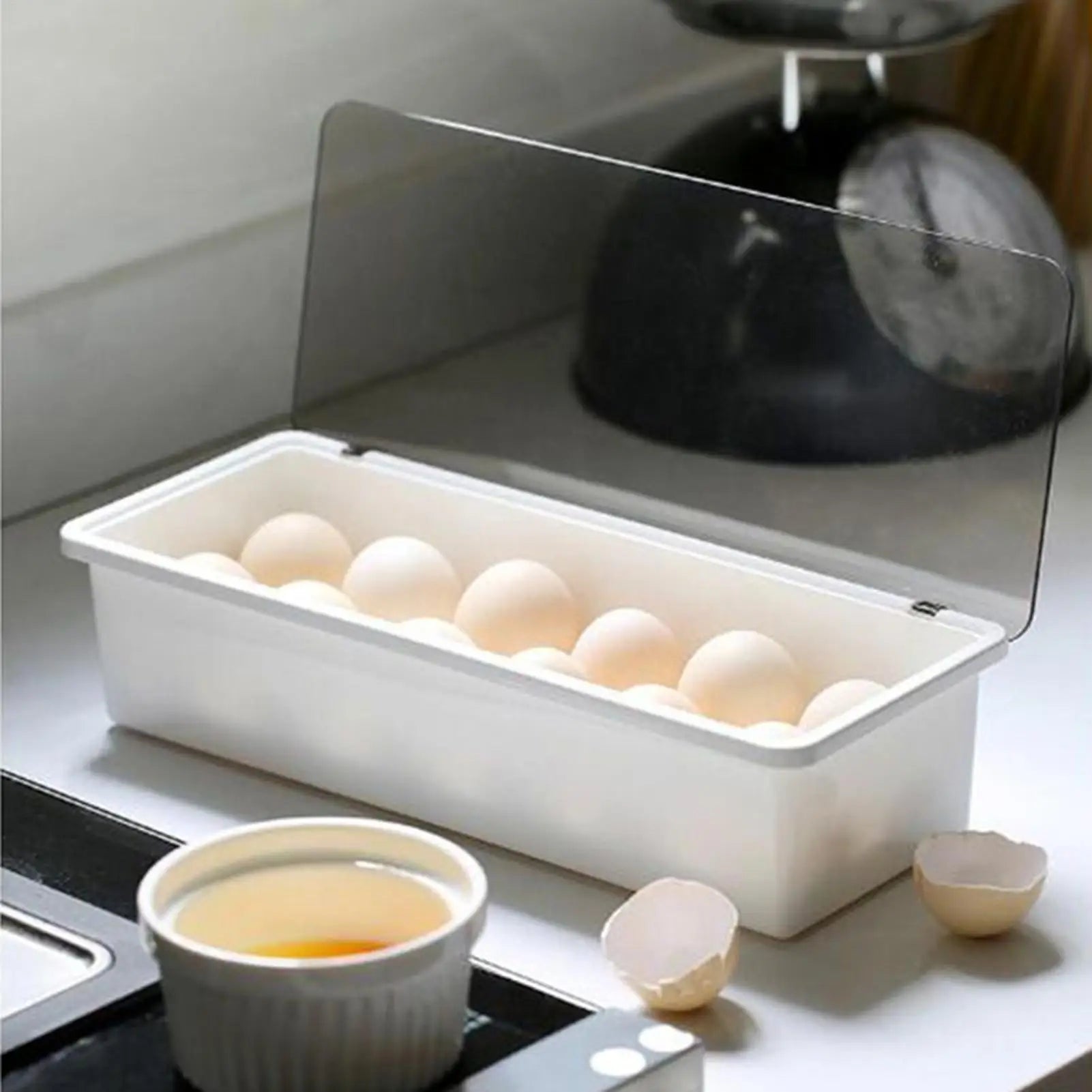 Egg Container Refrigerator 12-Grid Holder Countertop Storage Box