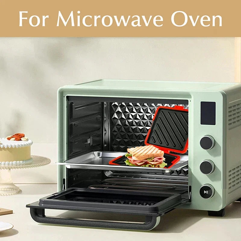 Multifunctional Silicone Baking Pan With Butter Knife Quick Heating Microwave Oven Toaster Sandwich Plate For Kitchen 1PC Zpaxo