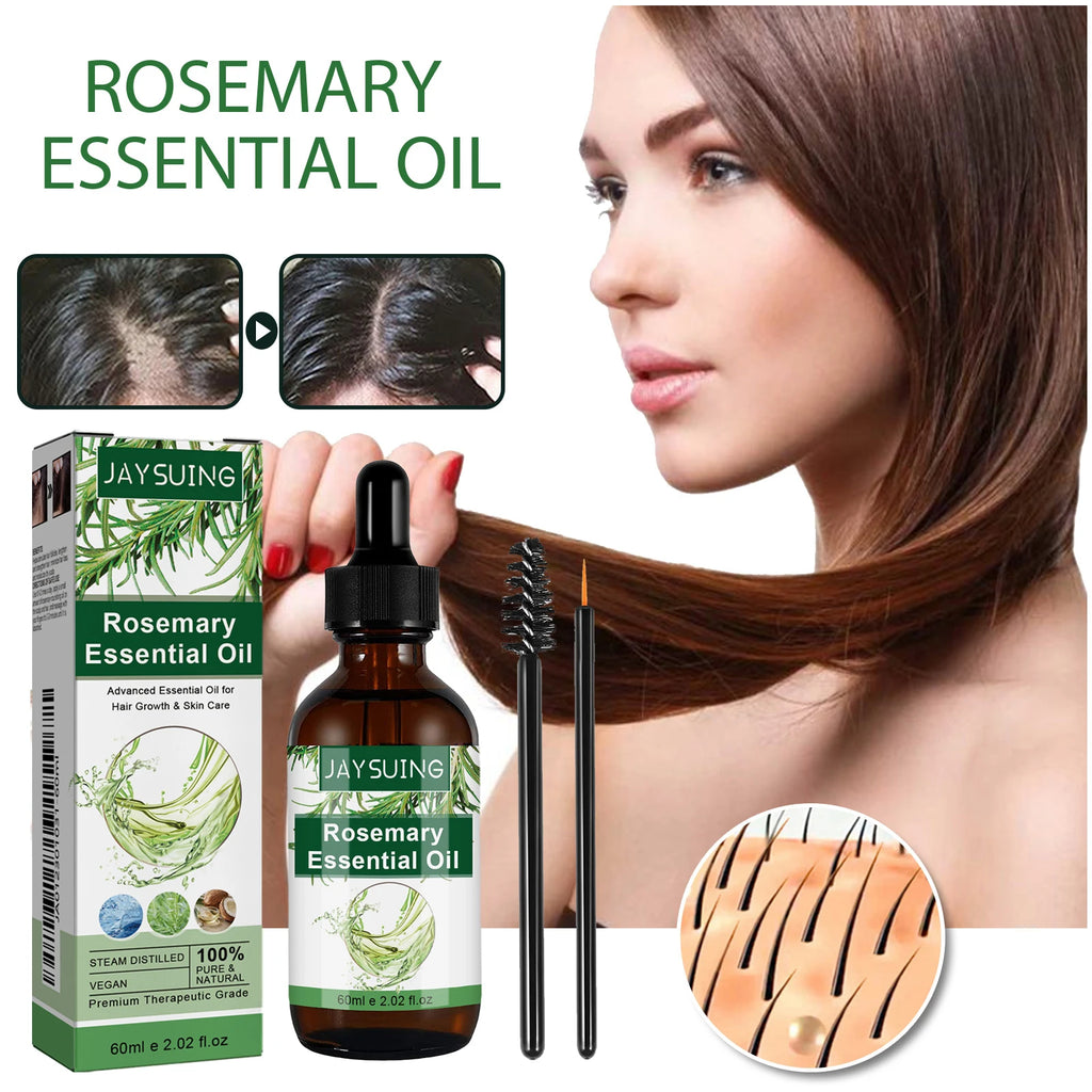 Rosemary Essential Oil 60ml Hair Growth Serum Scalp Treatment Skin Care Anti Aging Vitamin E Enriched for Thicker Hair Glowing Zpaxo