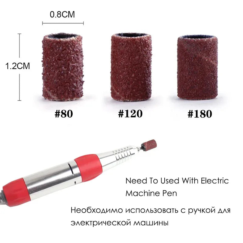 Nail Sanding Bands 80/120/180 Grit – Electric Drill Manicure Set