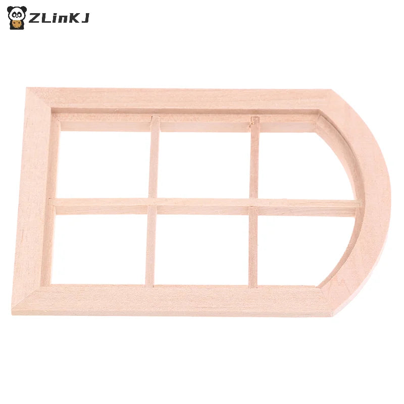 ▶1:12 Dollhouse Miniature Wooden Arched Window Model Furniture Accessories Zpaxo